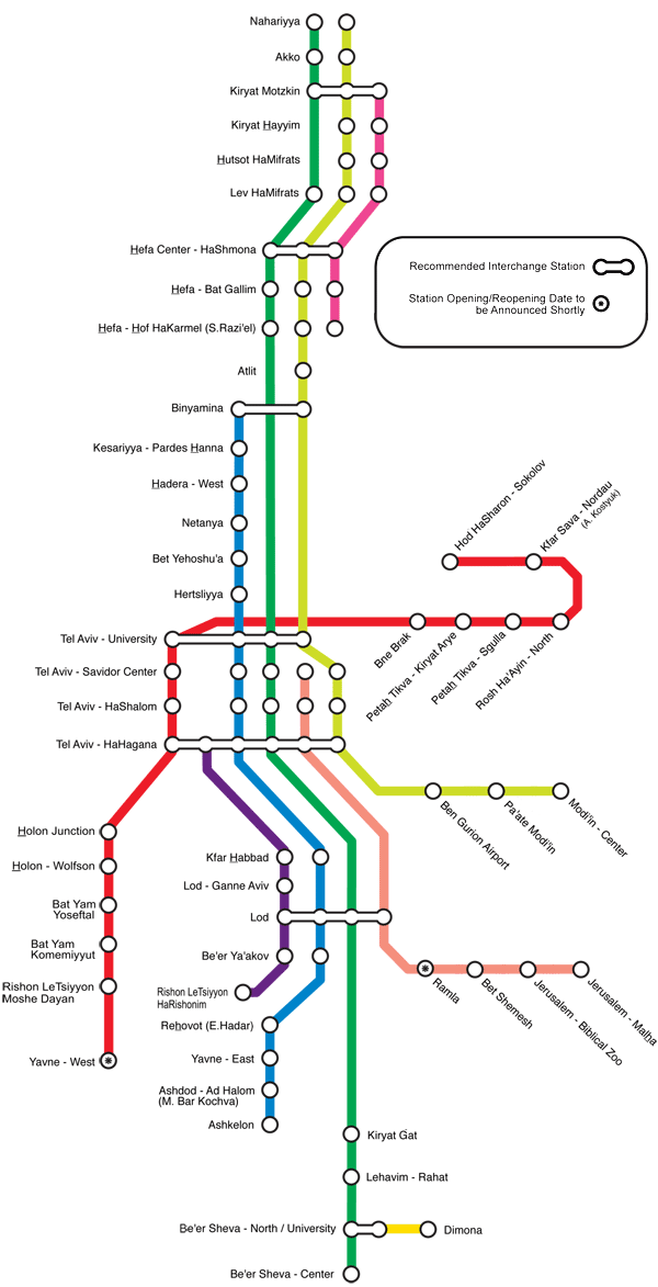 New Israel Railway Map